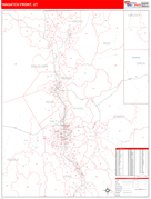 Wasatch Front Metro Area Digital Map Red Line Style